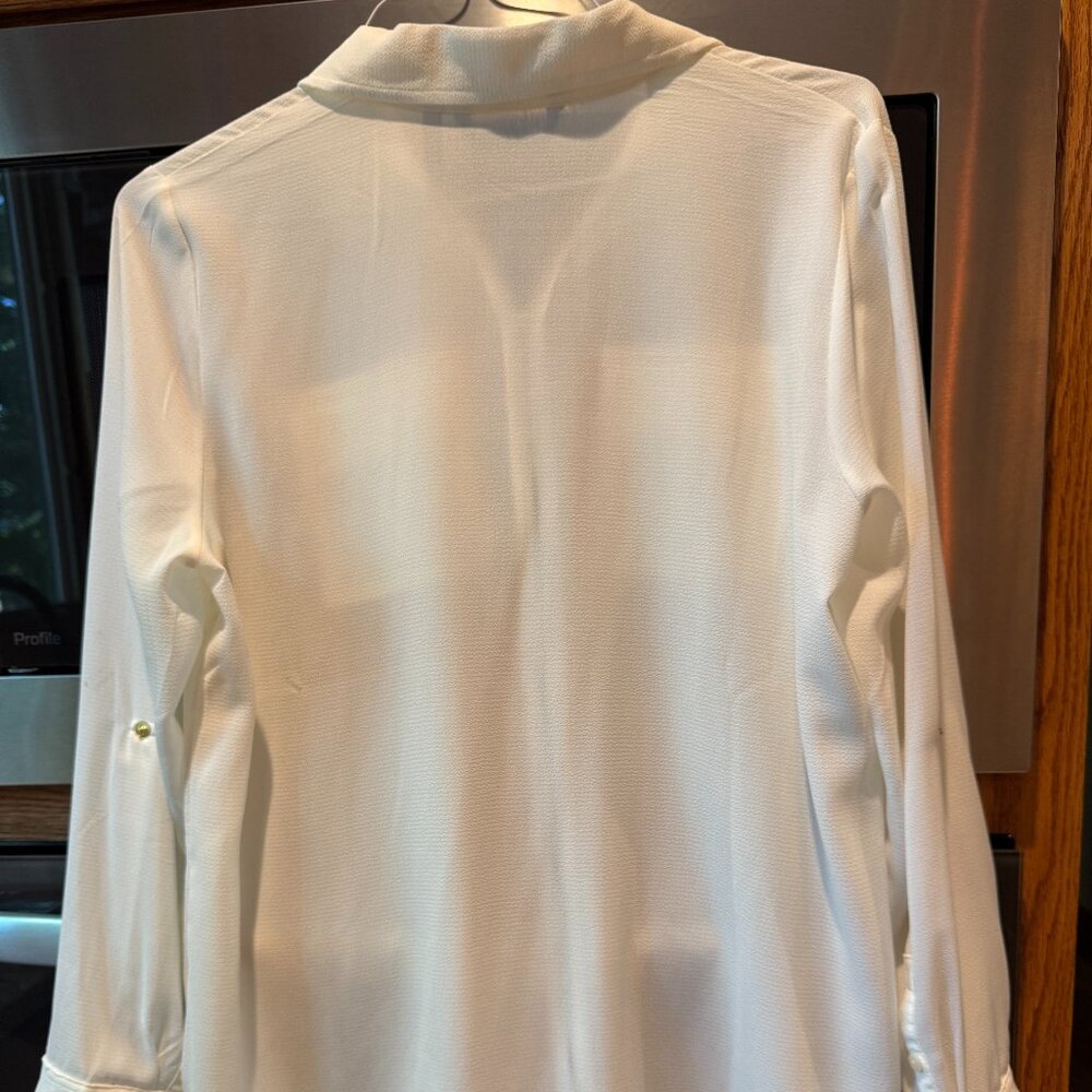 Soft Surroundings Zip Down Front Long Sleeve Blouse Cream L - Picture 4 of 7